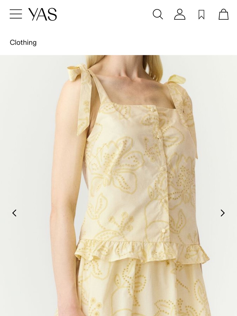 Yellow Eyelet Tie-Shoulder Top